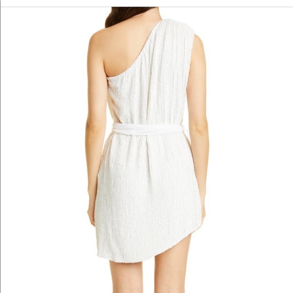 Retrofete One-Shoulder Sequin Asymmetric Minidress in Moonlight White - Picture 3 of 10